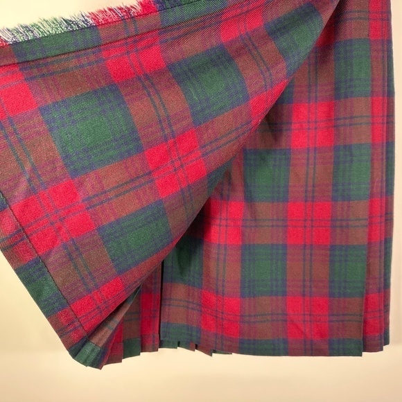 Vintage Moffat Woollens Skirt SZ 12 Tartan Plaid Pleated Wool Red Green Scotland - Picture 4 of 8